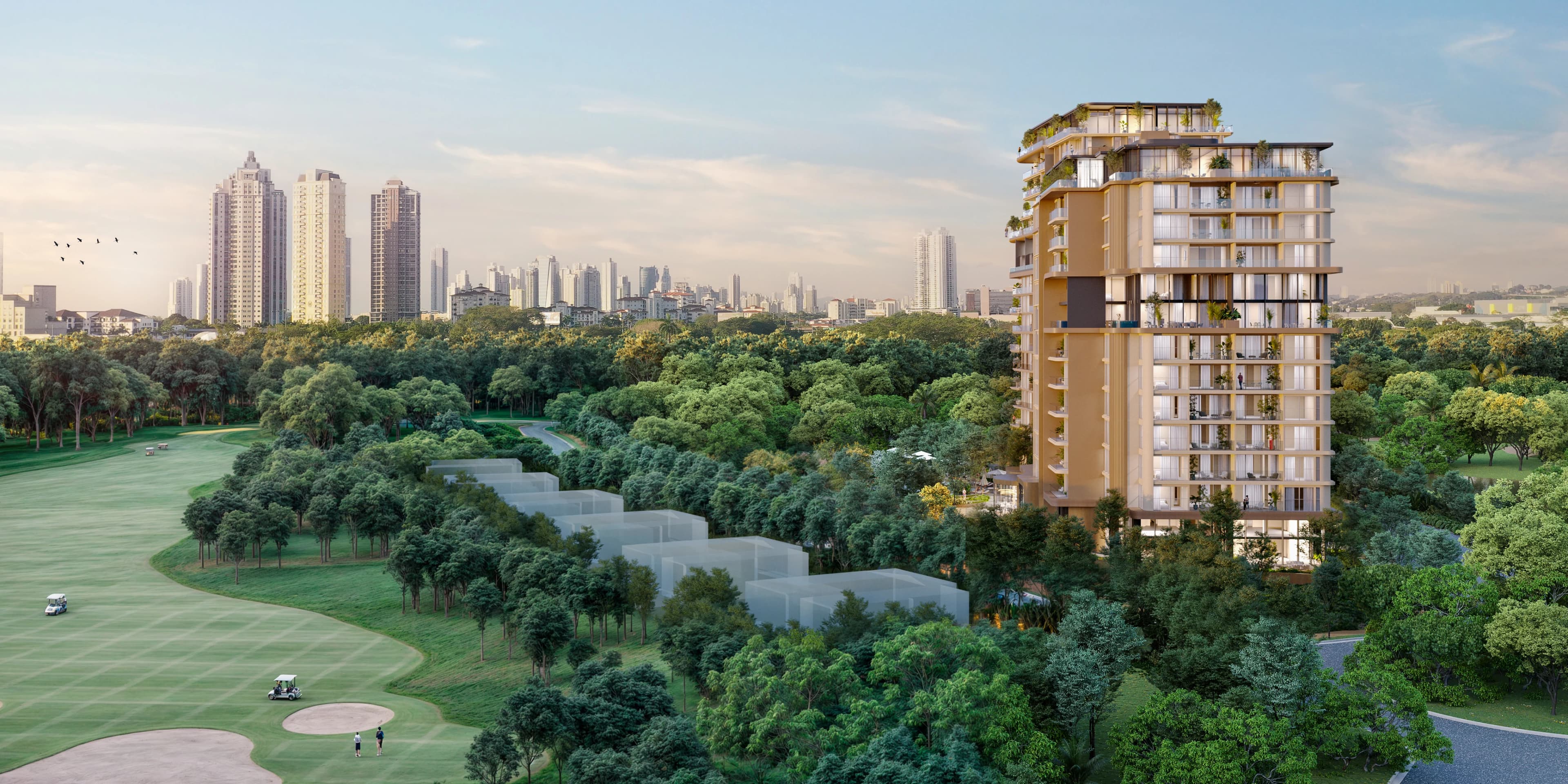 Bosco’s proposed towers and villas within the green landscape.