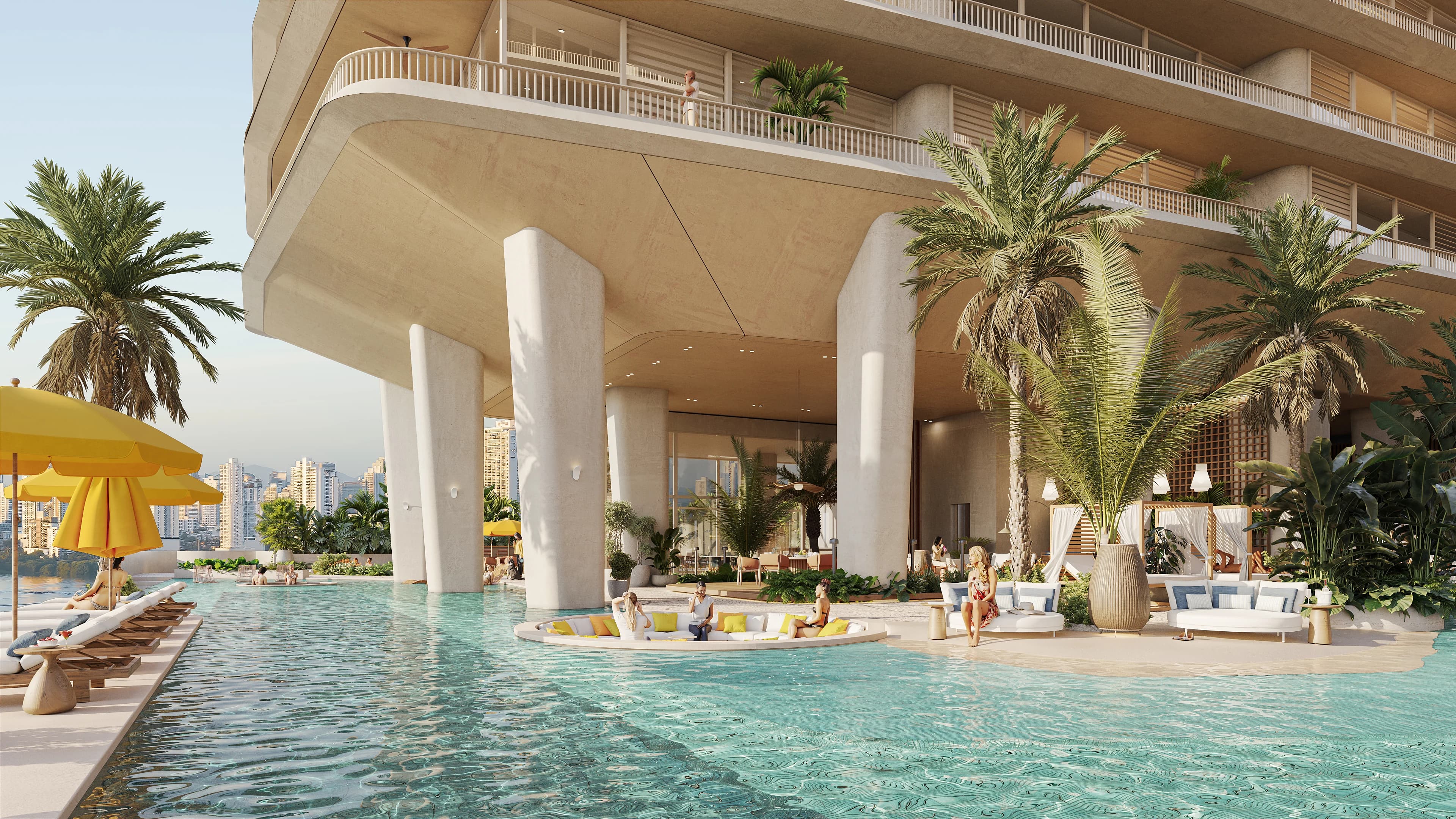 El sea lounge previsto junto al agua.