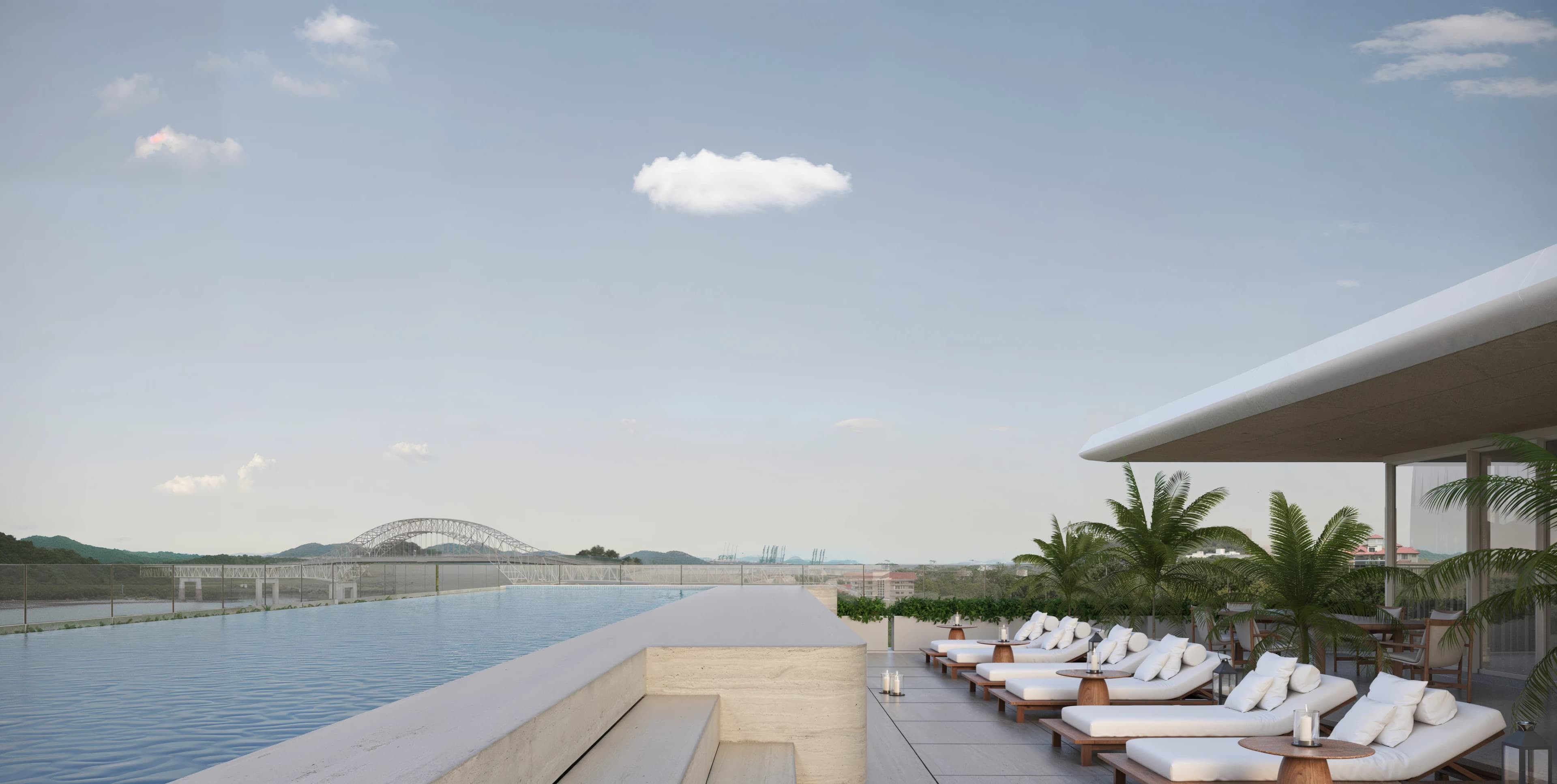 The proposed rooftop pool overlooking the coastal setting.